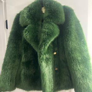 Michael Michael Kors Faux Fur Peacoat with gold tone buttons